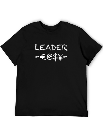 Leader Money Symbol Graphic Print Black T-Shirt