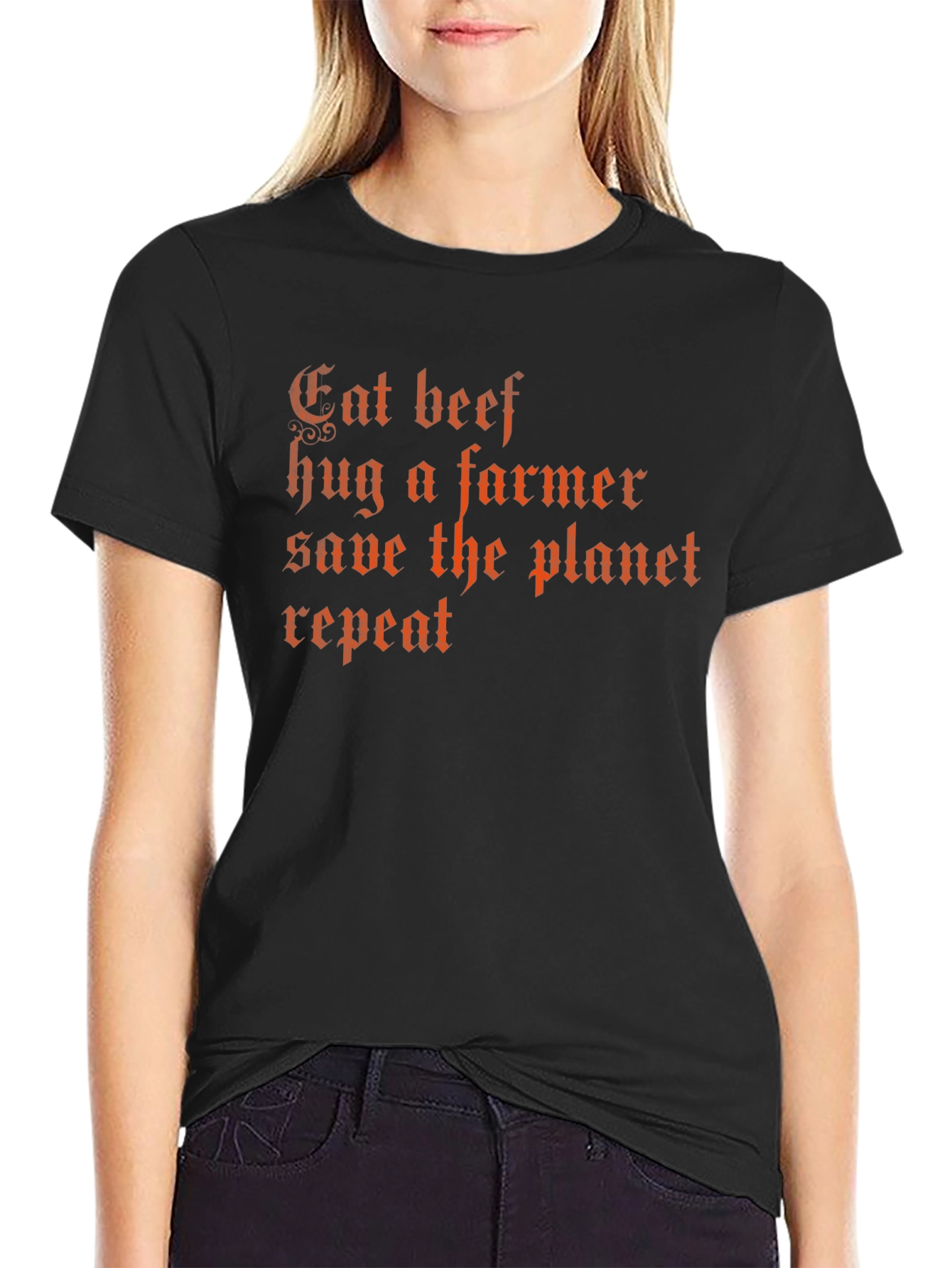 Eat Beef Save Planet Funny Slogan T-Shirt