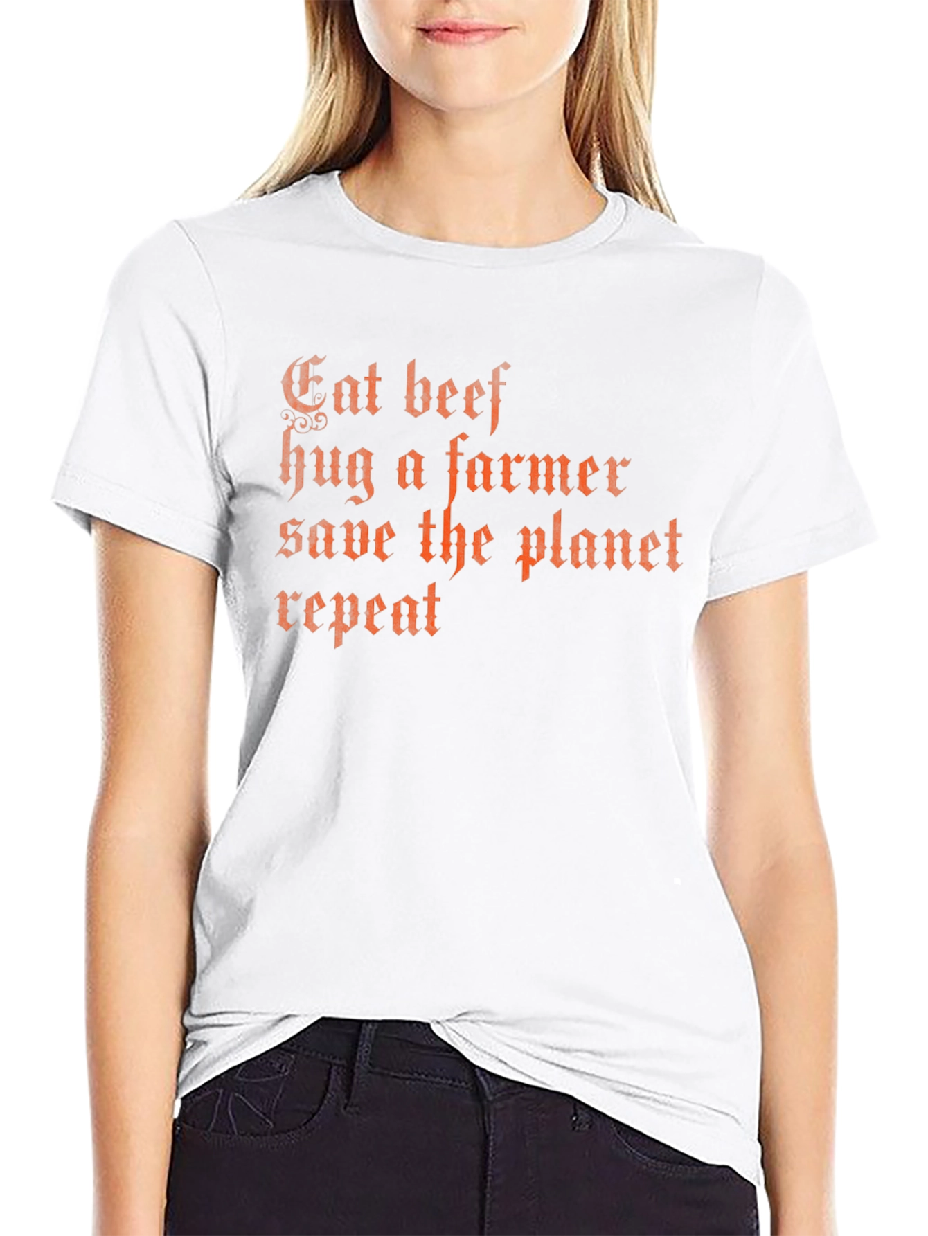 Eat Beef Save Planet Funny Slogan T-Shirt