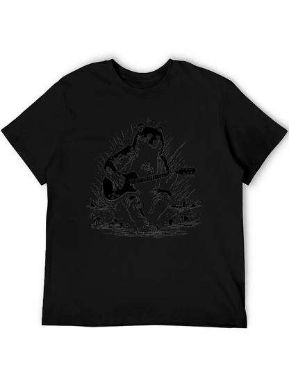 Bear Guitarist Graphic Black T-Shirt