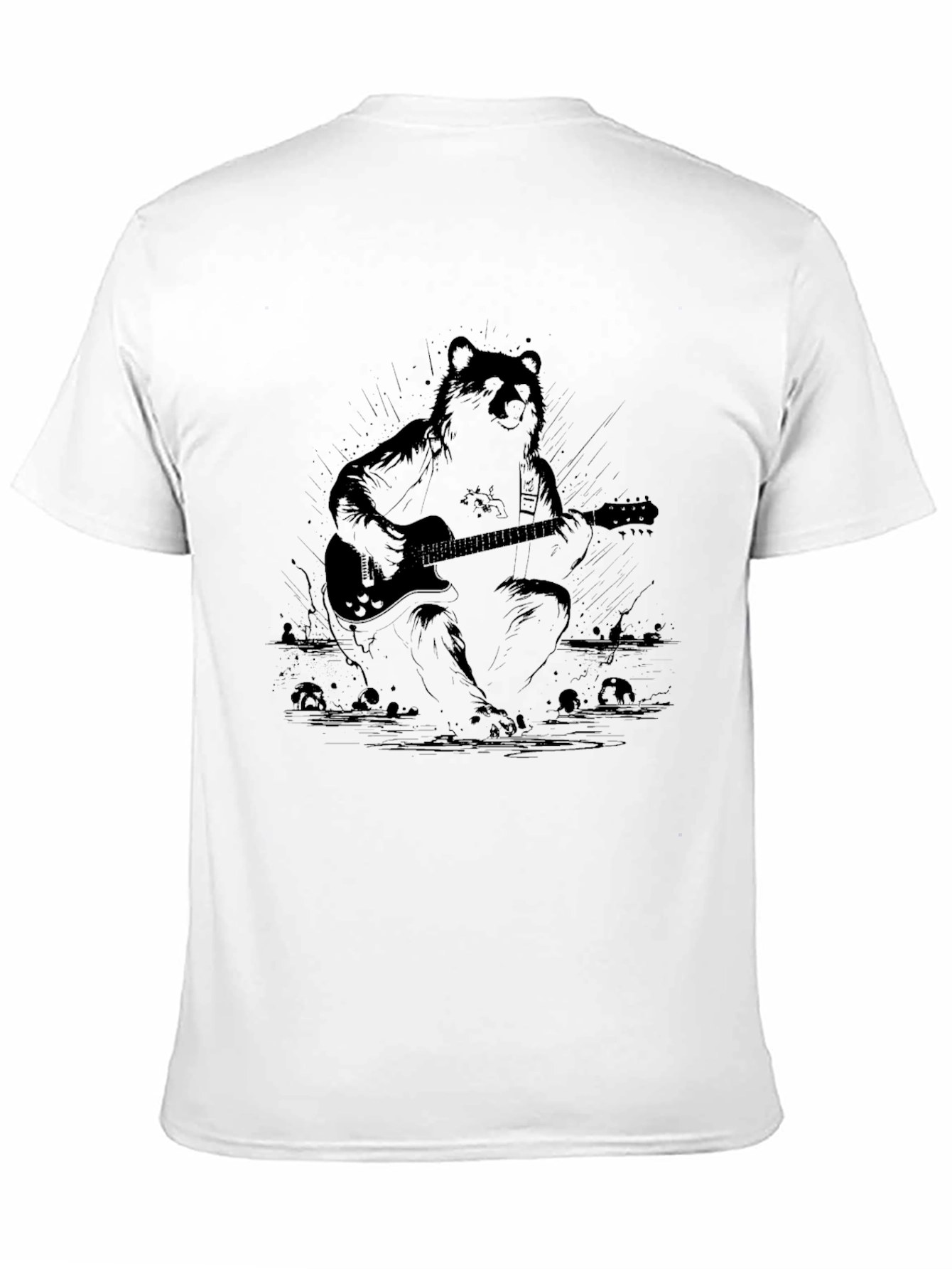 Bear Guitarist Graphic Black T-Shirt