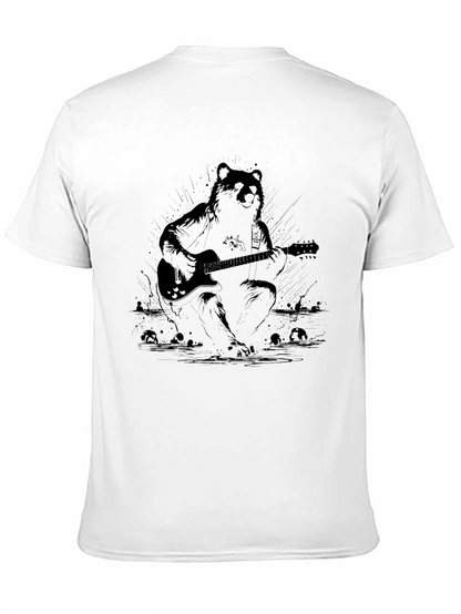 Bear Guitarist Graphic Black T-Shirt