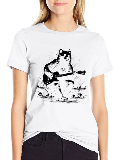 Bear Guitarist Graphic Black T-Shirt