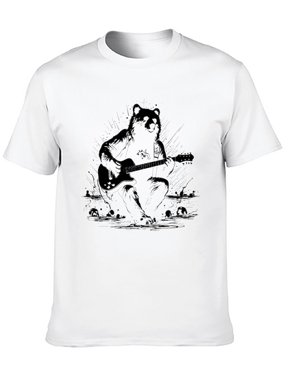 Bear Guitarist Graphic Black T-Shirt