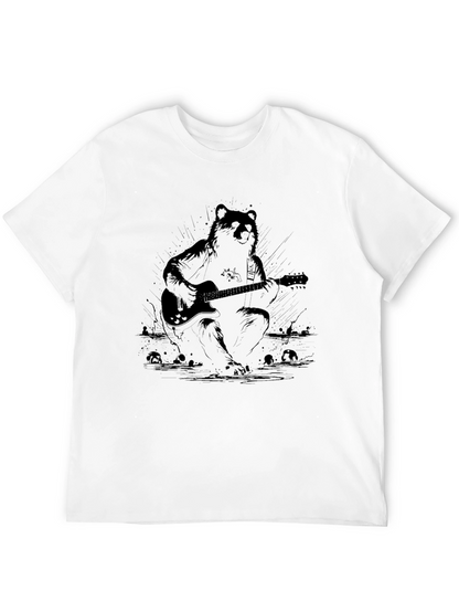 Bear Guitarist Graphic Black T-Shirt