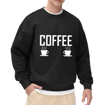 Coffee Cups Duo Sweatshirt - Minimalist Steaming Coffee Crewneck, Cafe Lover Pullover, Morning Coffee Aesthetic Sweatshirt, Barista Gift Top