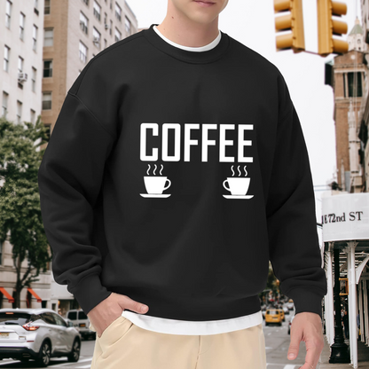 Coffee Cups Duo Sweatshirt - Minimalist Steaming Coffee Crewneck, Cafe Lover Pullover, Morning Coffee Aesthetic Sweatshirt, Barista Gift Top