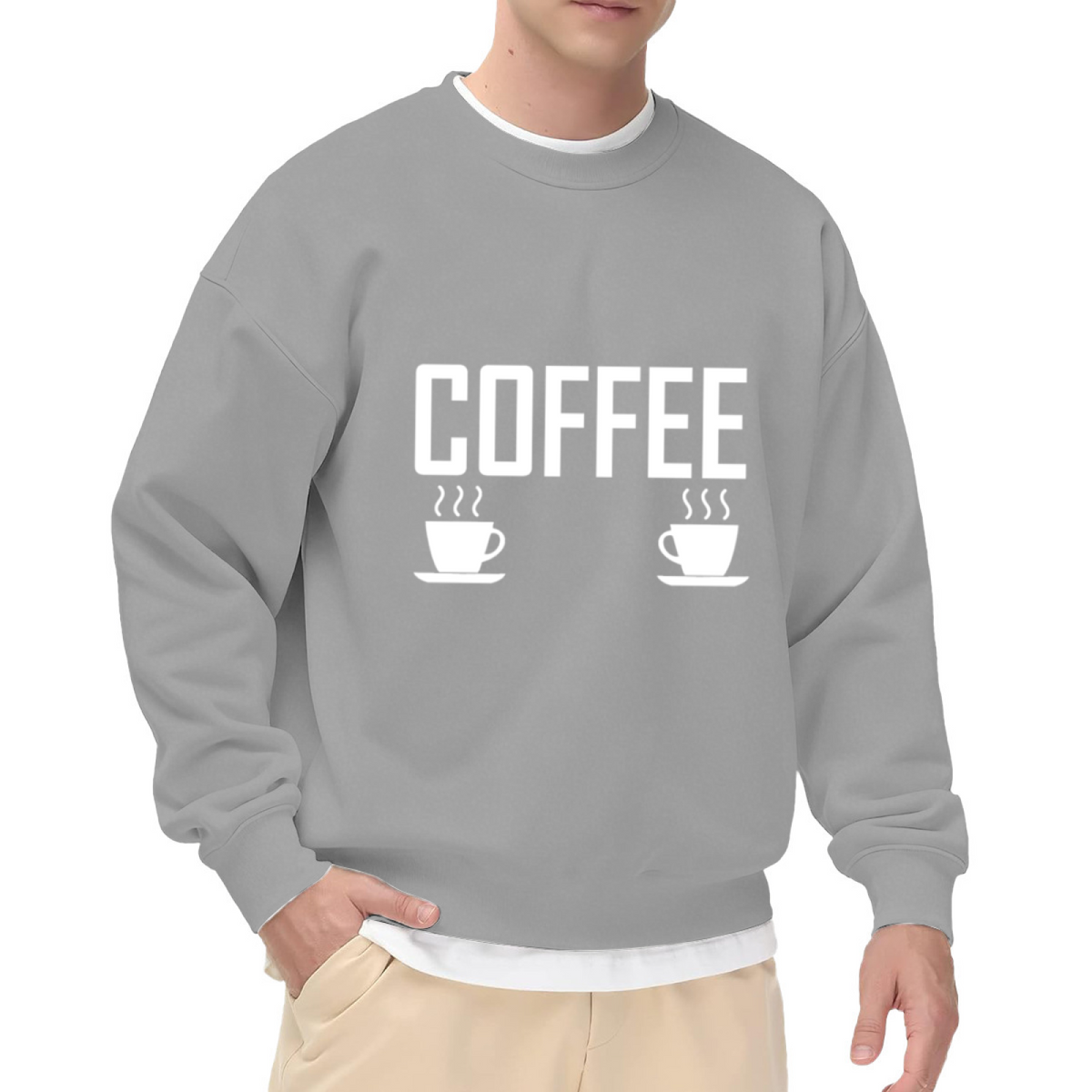 Coffee Cups Duo Sweatshirt - Minimalist Steaming Coffee Crewneck, Cafe Lover Pullover, Morning Coffee Aesthetic Sweatshirt, Barista Gift Top