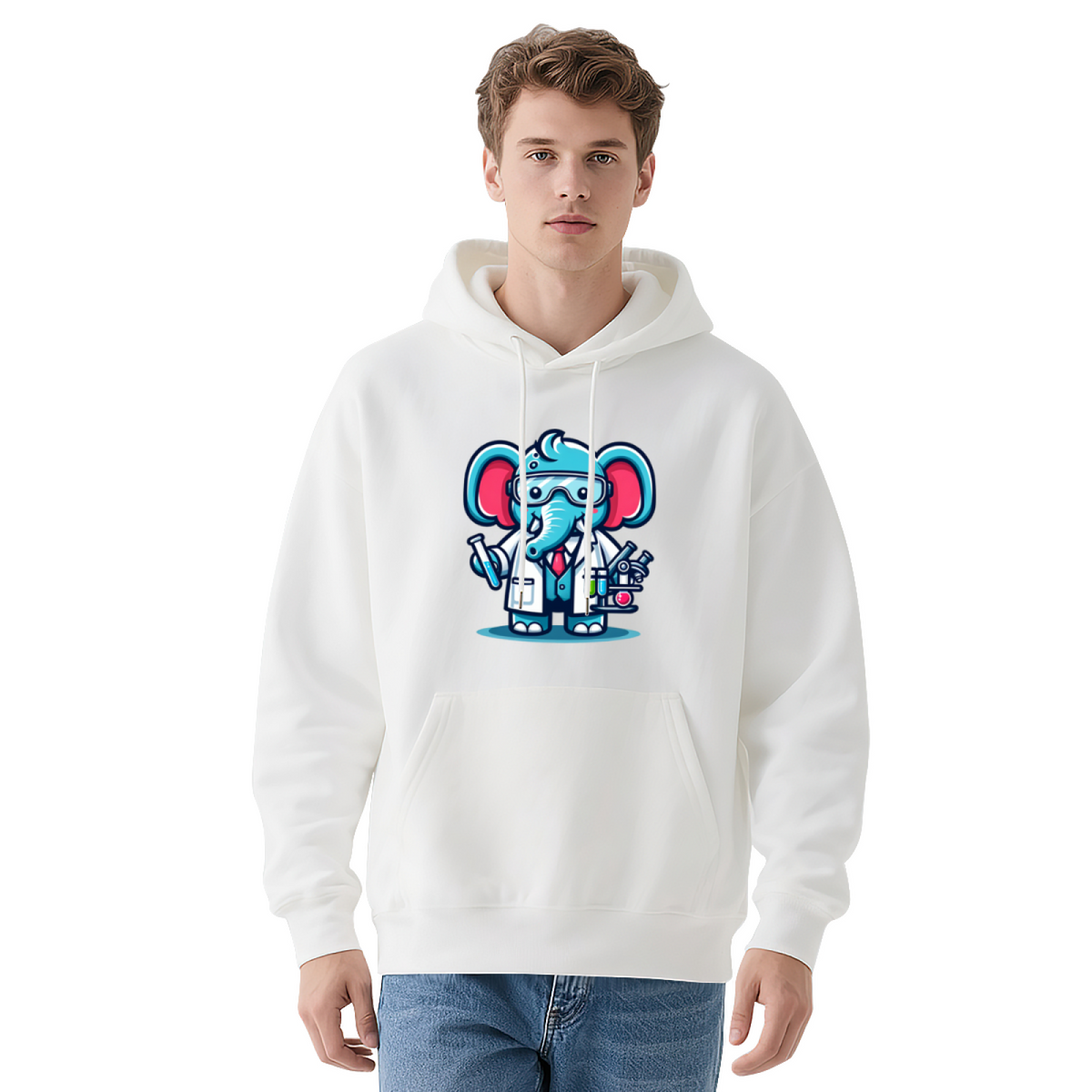 Premium Graphic Hoodie - Scientist Elephant