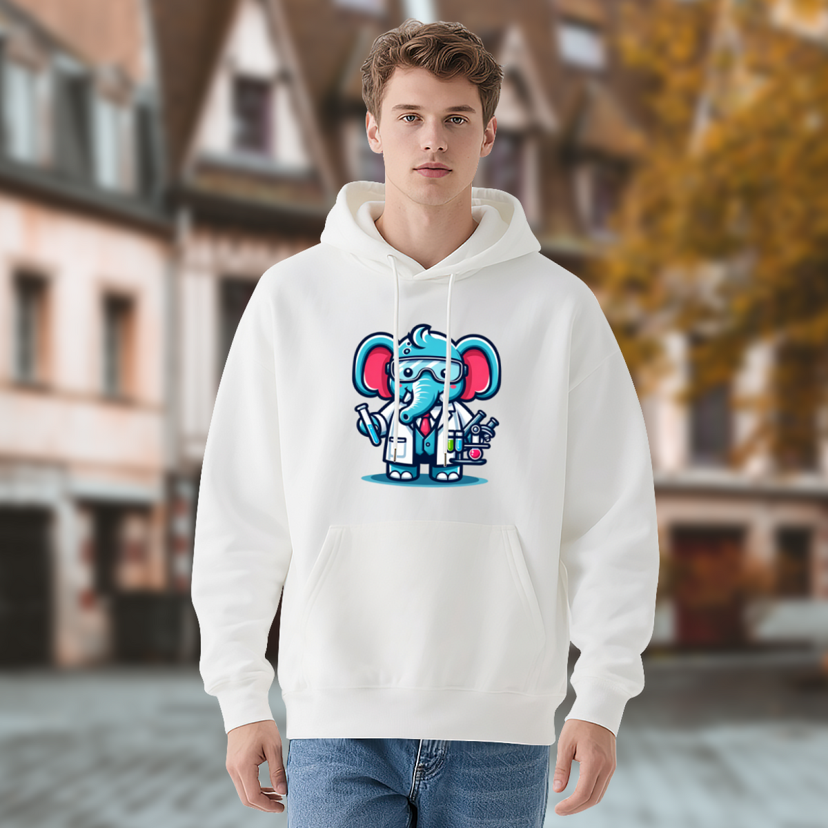 Premium Graphic Hoodie - Scientist Elephant