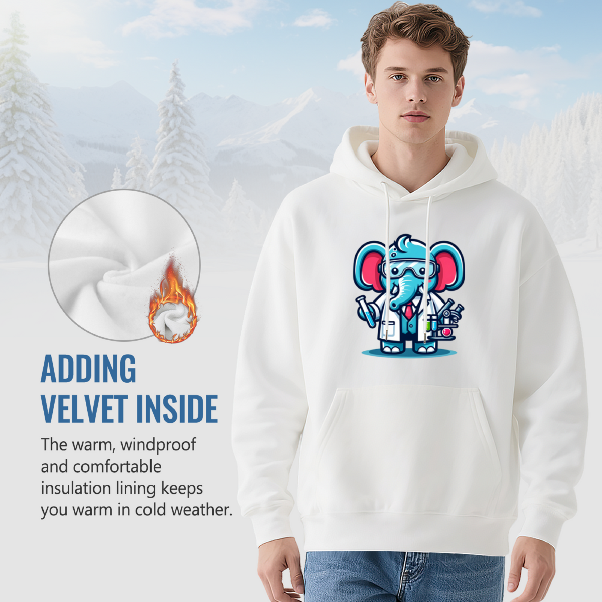 Premium Graphic Hoodie - Scientist Elephant