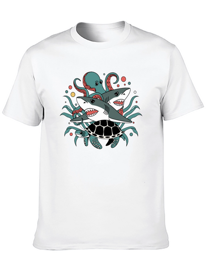 Sea Creatures T-Shirt: Sharks Octopus Turtle