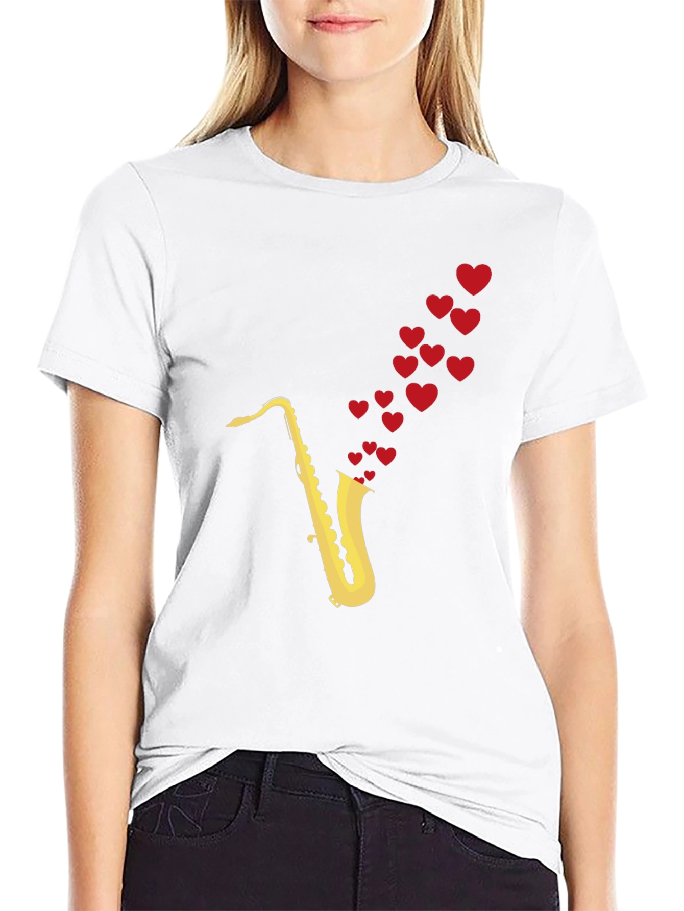Saxophone Love T-Shirt - Musical Heart Tee