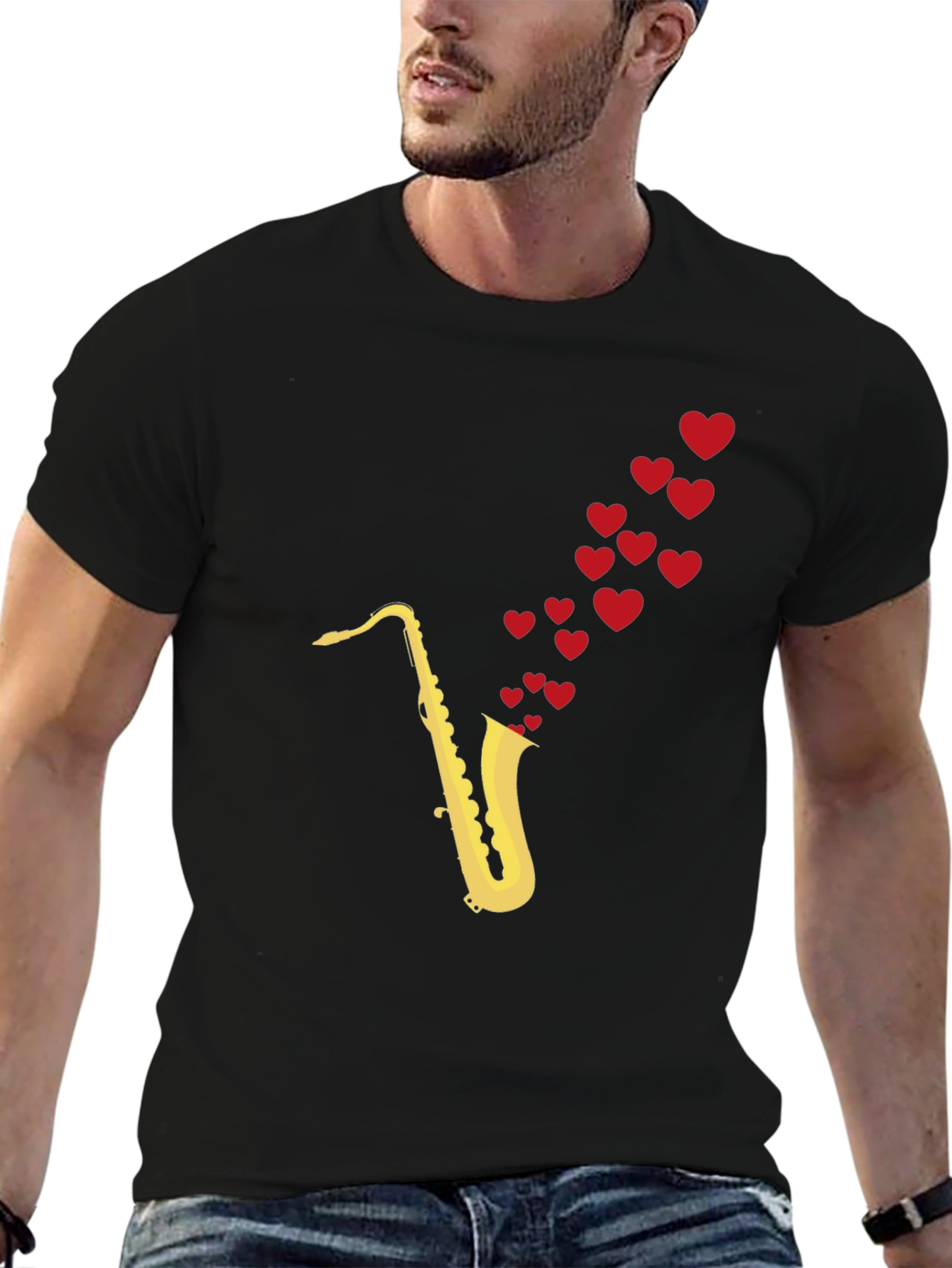 Saxophone Love T-Shirt - Musical Heart Tee