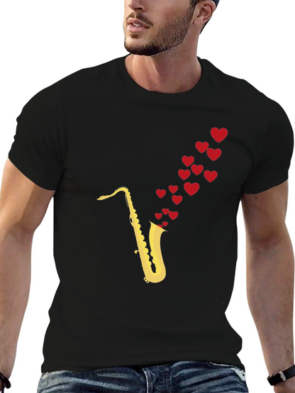 Saxophone Love T-Shirt - Musical Heart Tee