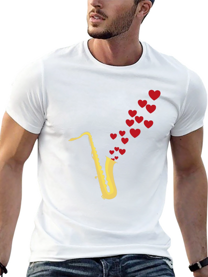 Saxophone Love T-Shirt - Musical Heart Tee