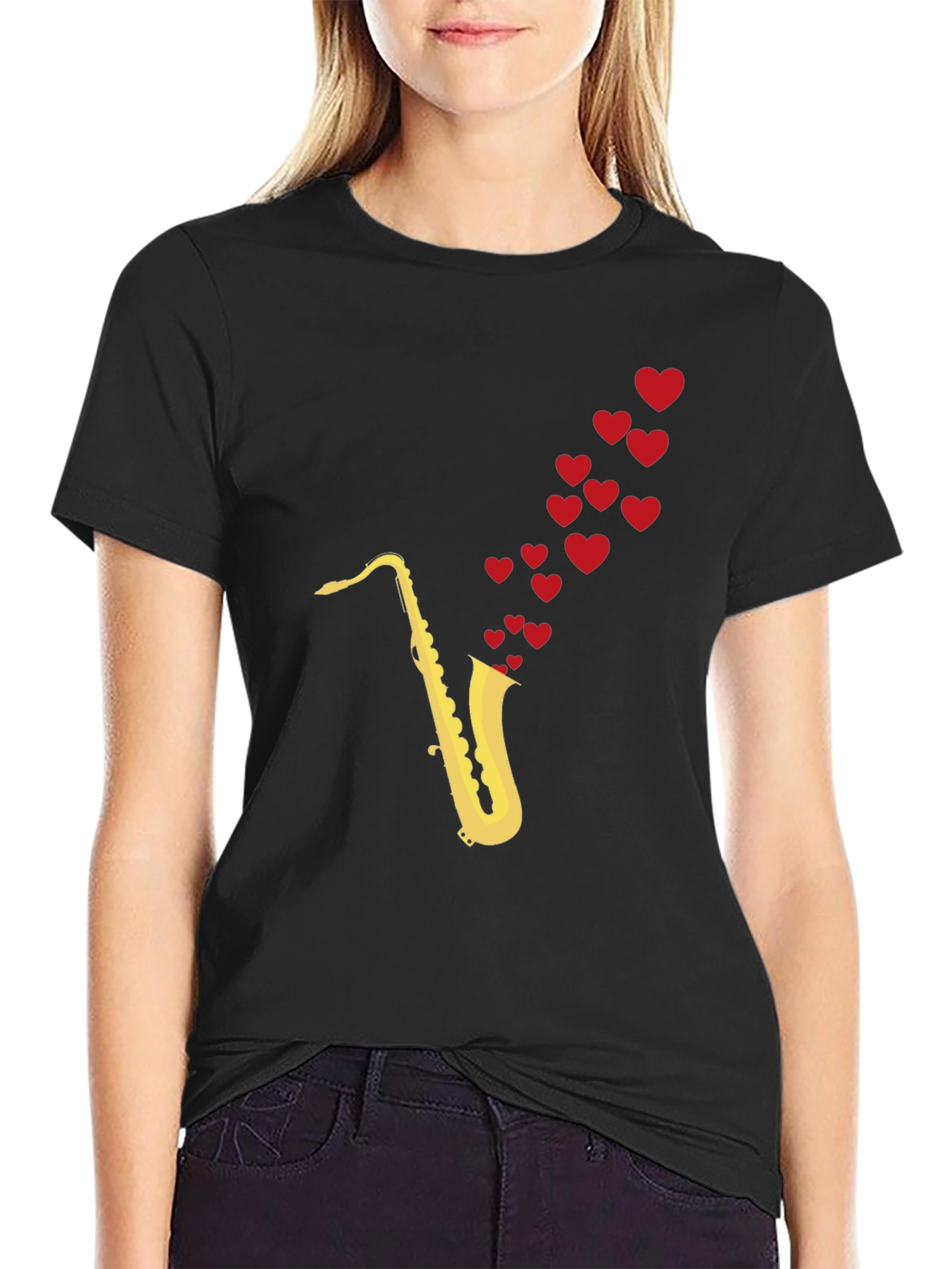 Saxophone Love T-Shirt - Musical Heart Tee