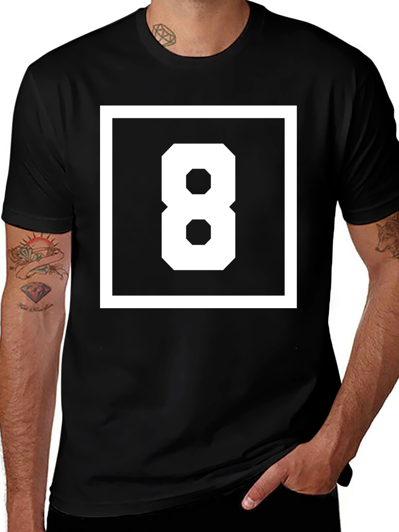 Geometric Number 8 Graphic T-Shirt