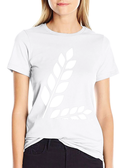 Black T-Shirt with White Leaf Design