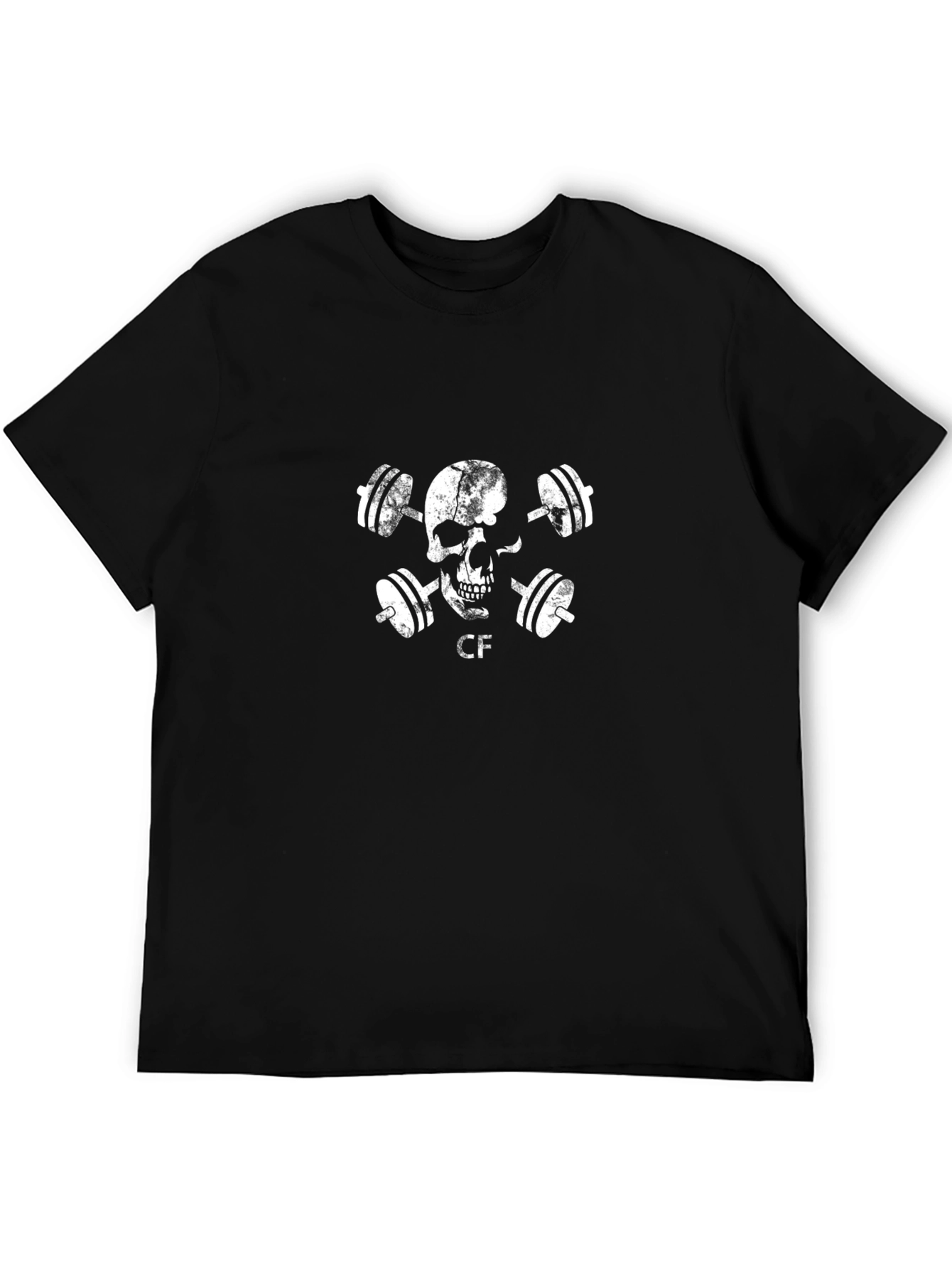 Skull & Dumbbell Graphic Tee - Workout Shirt