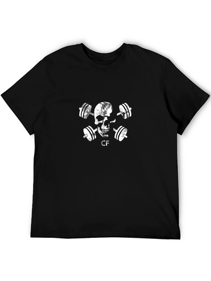 Skull & Dumbbell Graphic Tee - Workout Shirt