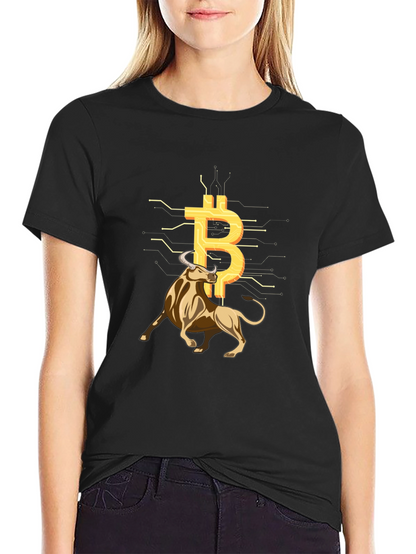 Bitcoin Bull Black Tee - Crypto Investor Shirt