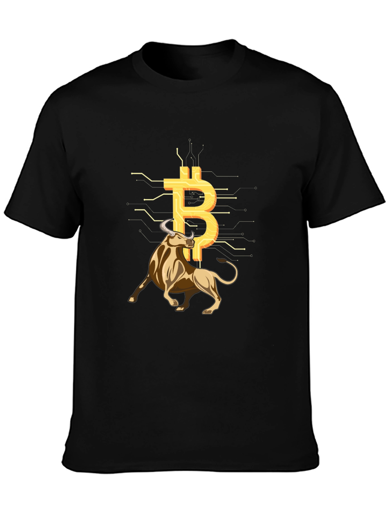 Bitcoin Bull Black Tee - Crypto Investor Shirt
