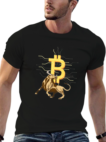 Bitcoin Bull Black Tee - Crypto Investor Shirt