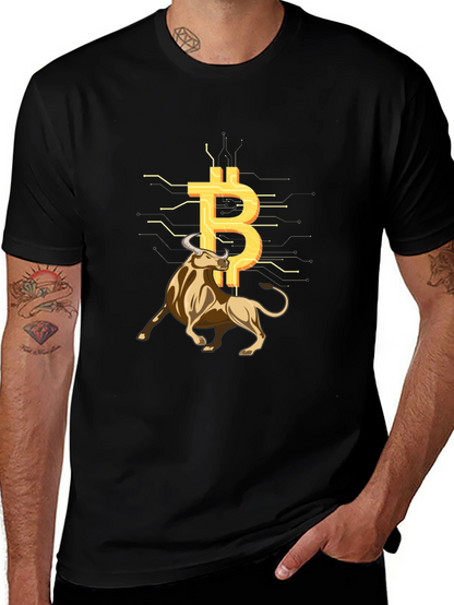 Bitcoin Bull Black Tee - Crypto Investor Shirt