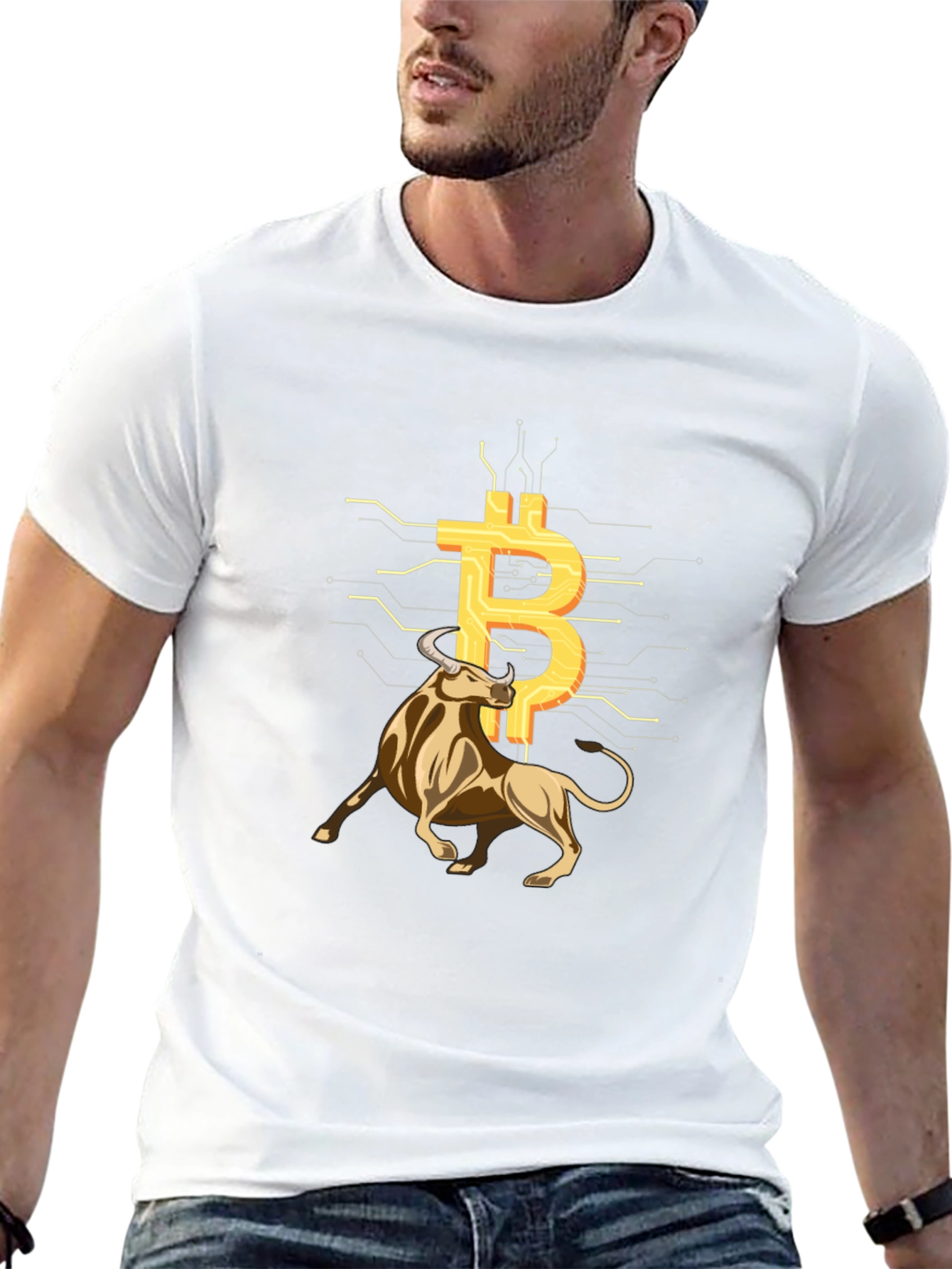 Bitcoin Bull Black Tee - Crypto Investor Shirt