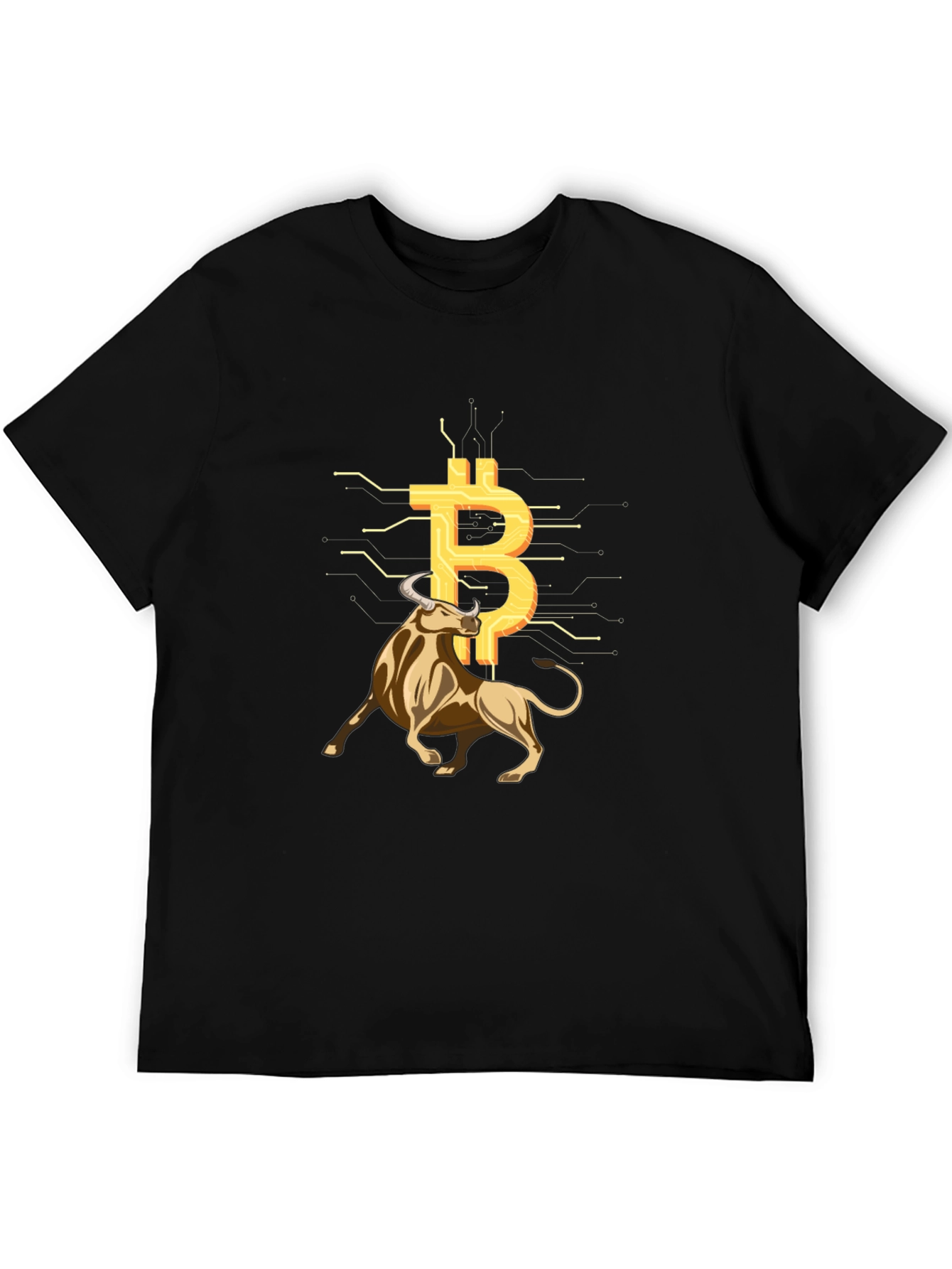 Bitcoin Bull Black Tee - Crypto Investor Shirt
