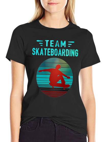 Retro Team Skateboarding Black T-Shirt