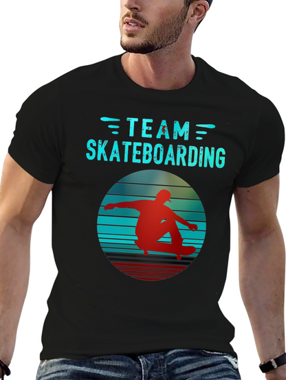 Retro Team Skateboarding Black T-Shirt