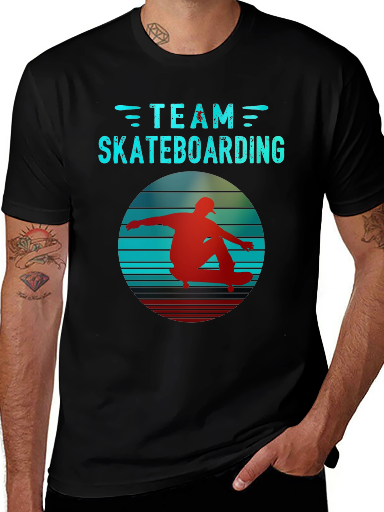 Retro Team Skateboarding Black T-Shirt