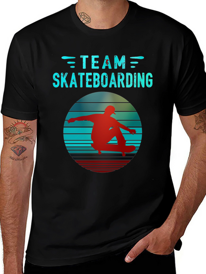 Retro Team Skateboarding Black T-Shirt