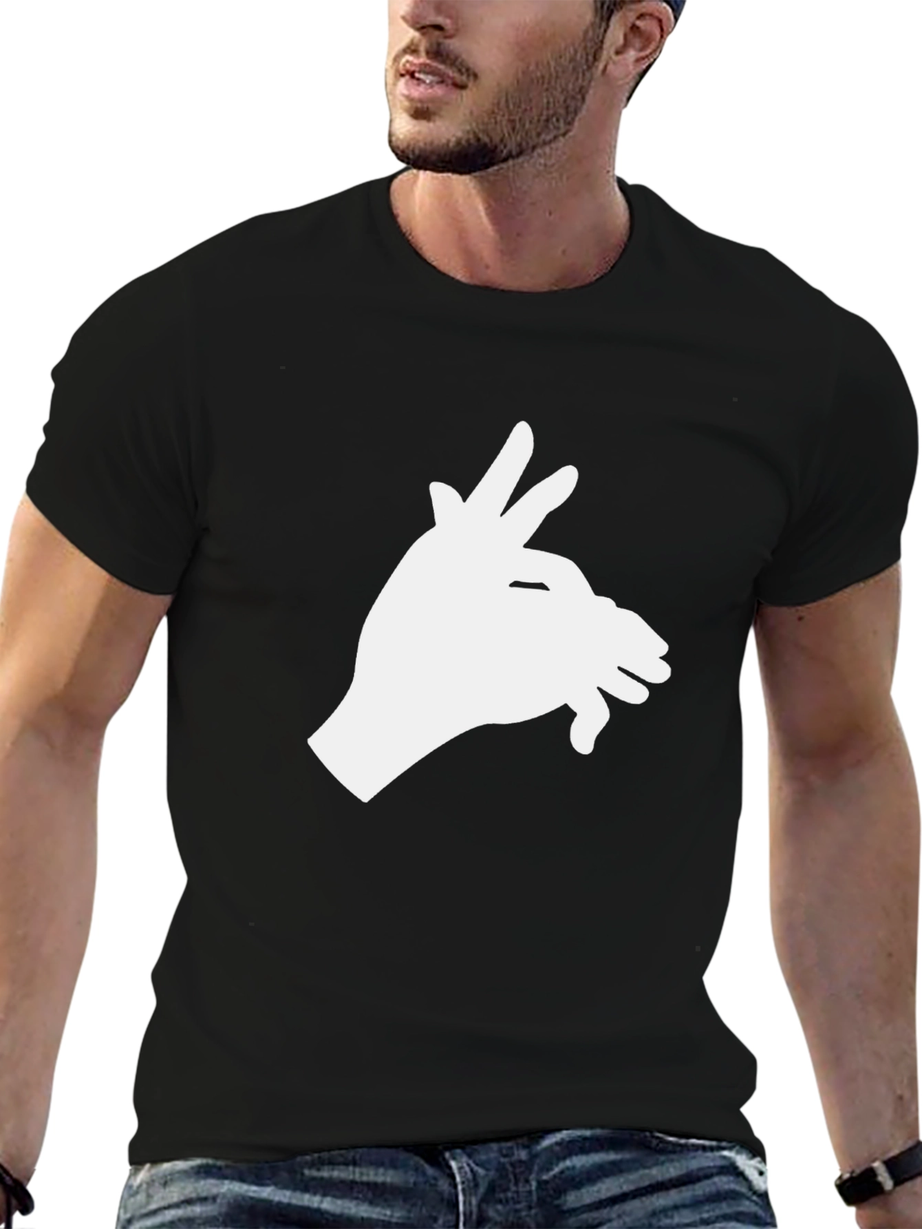 Shadow Puppet Hand Graphic Tee - Black Cotton