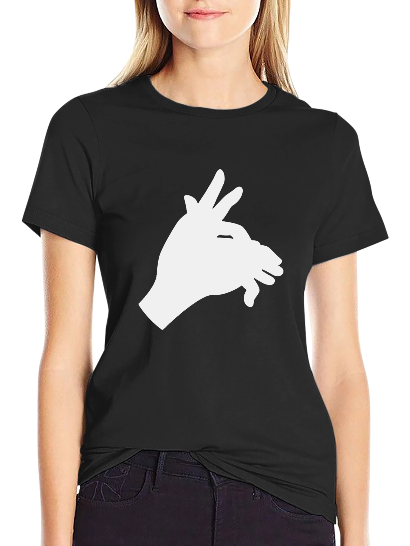 Shadow Puppet Hand Graphic Tee - Black Cotton