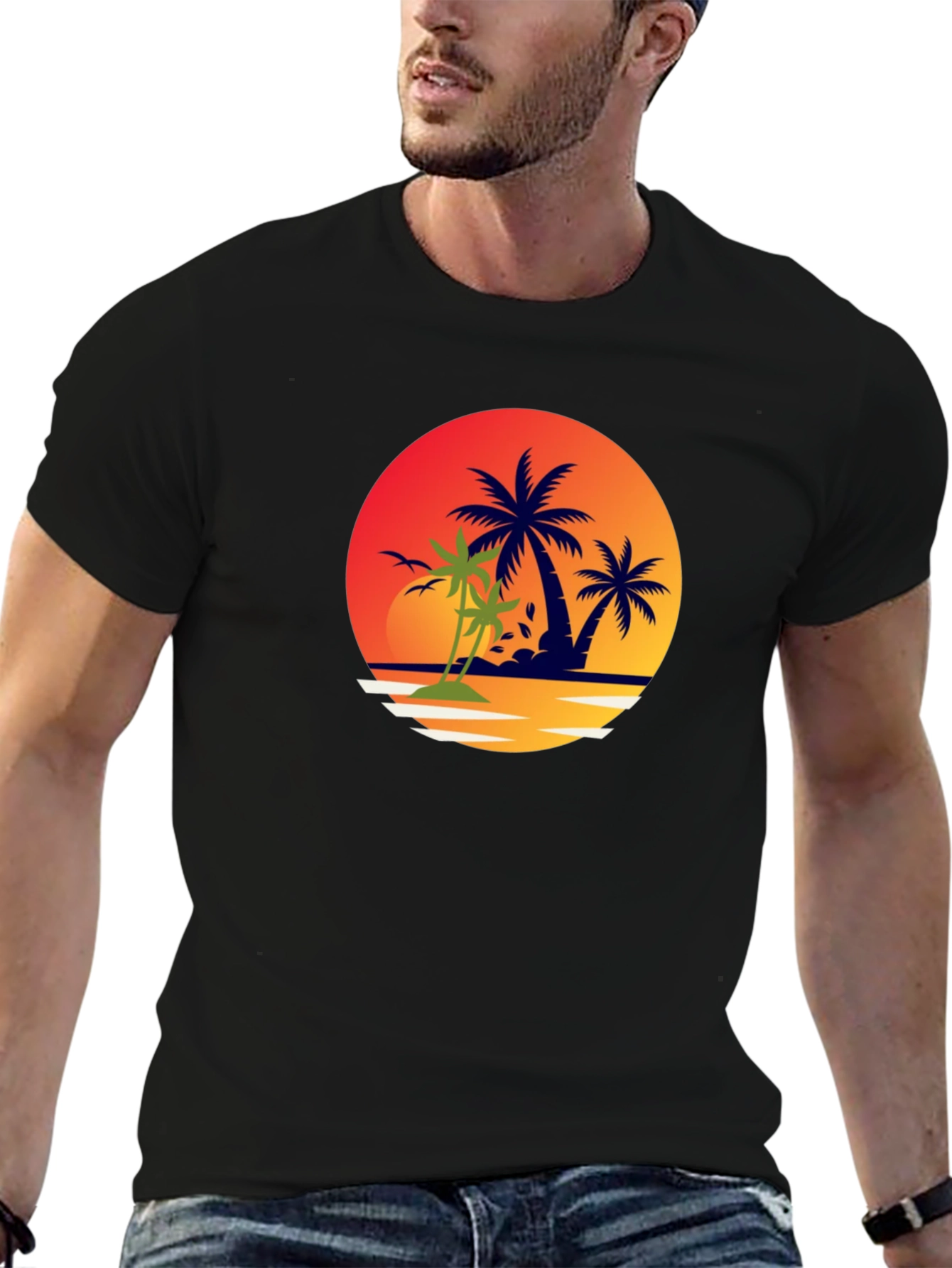 Tropical Palm Tree Sunset Graphic Tee