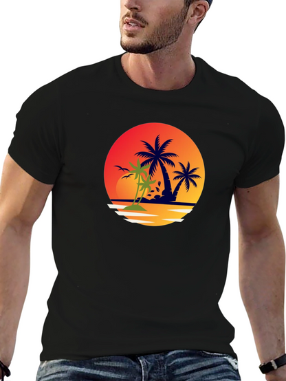 Tropical Palm Tree Sunset Graphic Tee