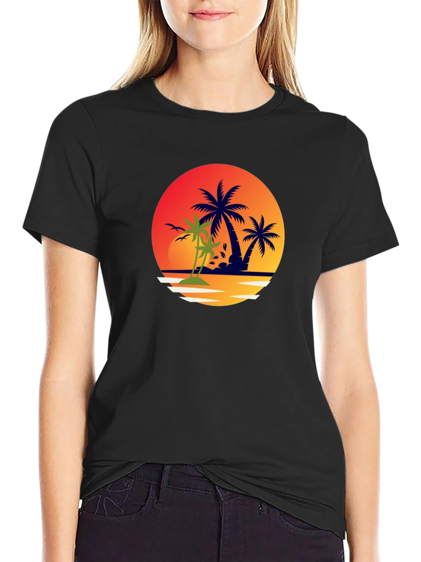 Tropical Palm Tree Sunset Graphic Tee