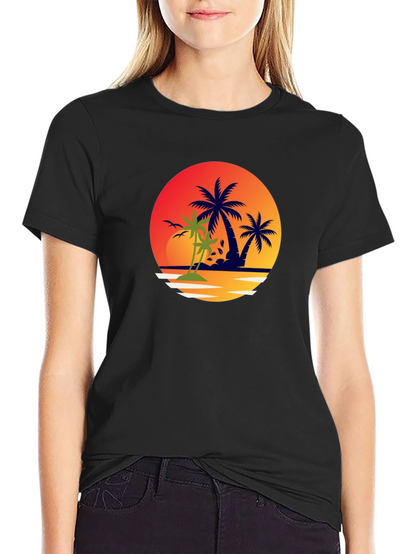Tropical Palm Tree Sunset Graphic Tee