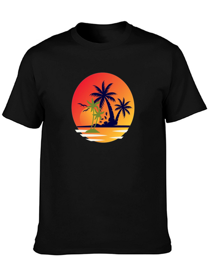 Tropical Palm Tree Sunset Graphic Tee