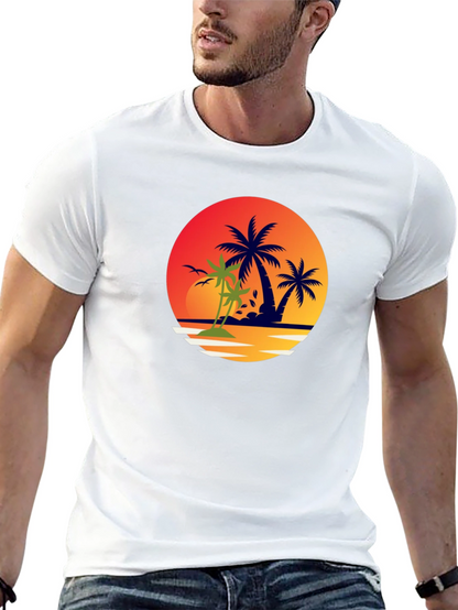 Tropical Palm Tree Sunset Graphic Tee
