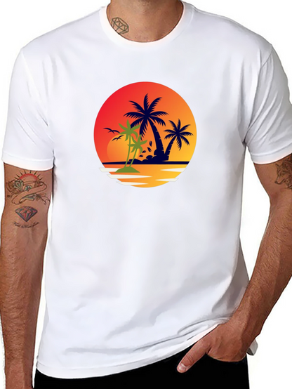 Tropical Palm Tree Sunset Graphic Tee