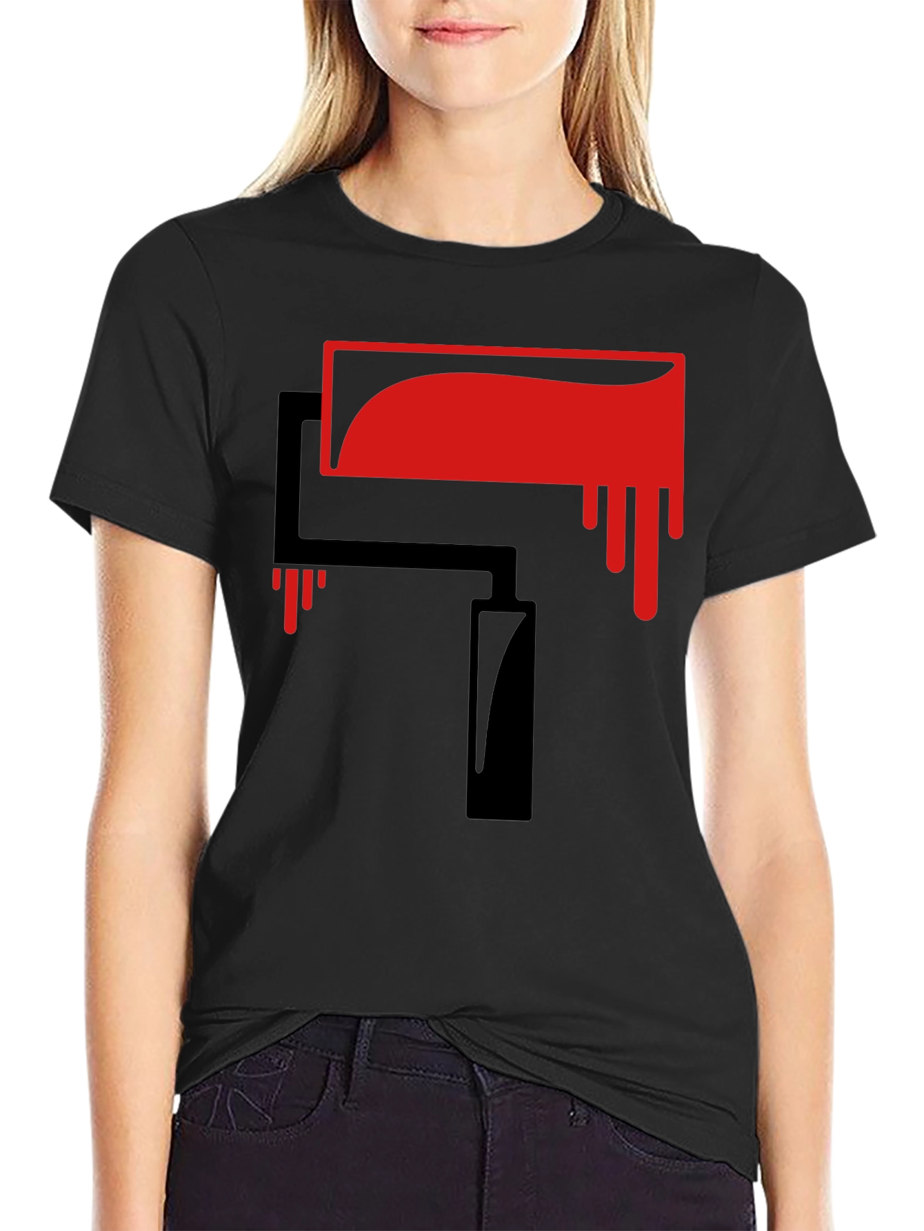 Paint Roller Graphic Tee - Black Cotton