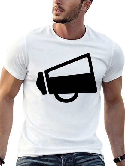 Black Megaphone Graphic T-Shirt Casual Wear