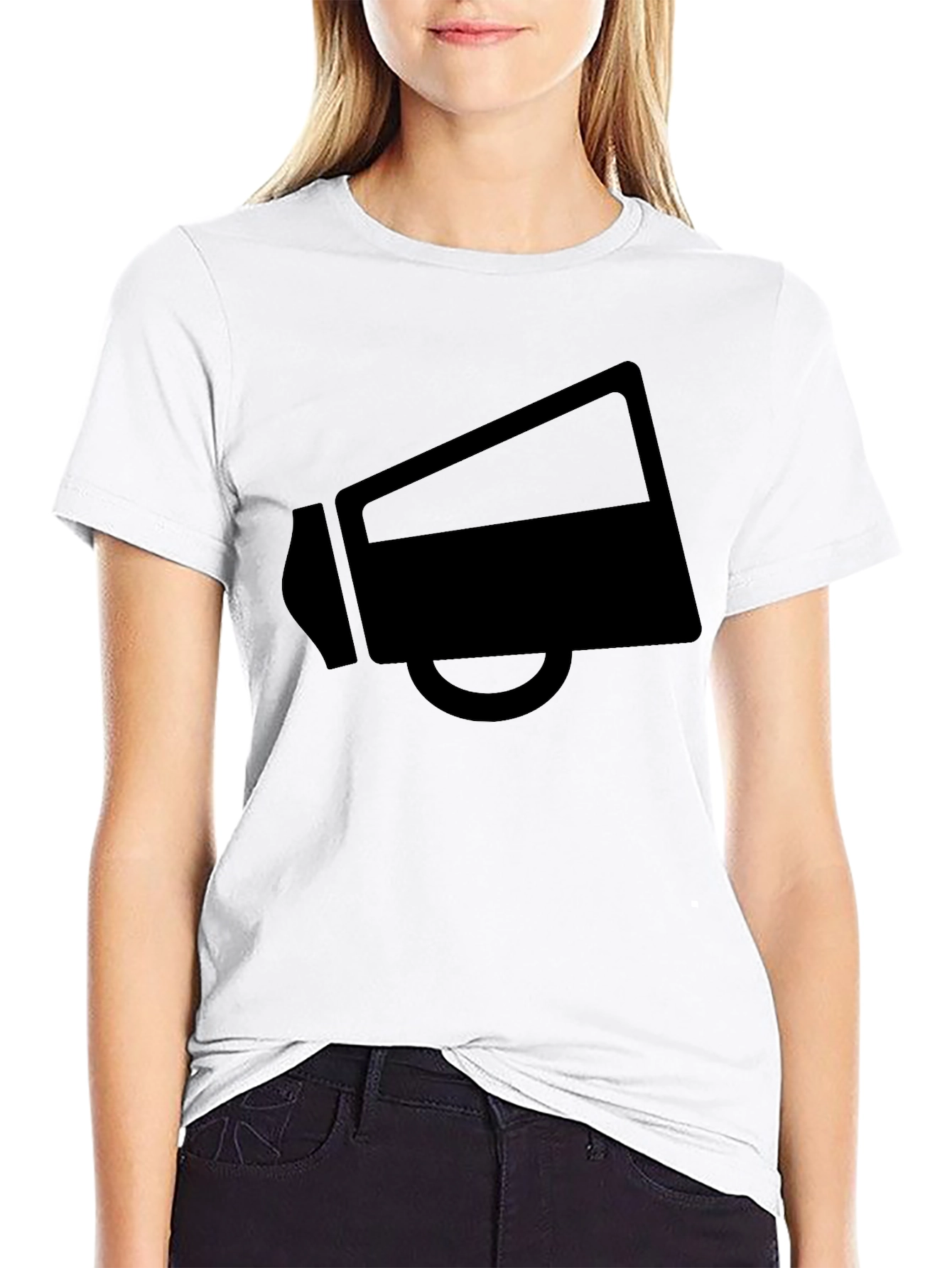 Black Megaphone Graphic T-Shirt Casual Wear