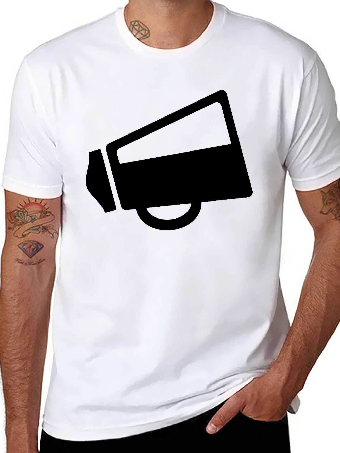 Black Megaphone Graphic T-Shirt Casual Wear