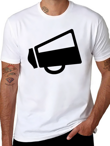 Black Megaphone Graphic T-Shirt Casual Wear