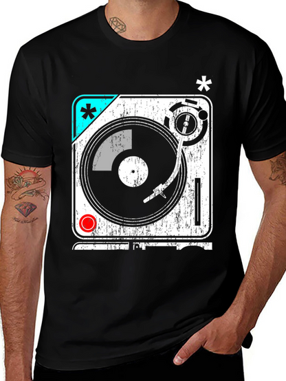 Retro Turntable Graphic T-Shirt - DJ Music Lover Tee